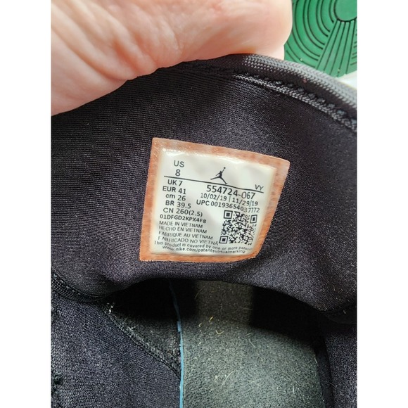 Air Jordan 1 Mens Sneaker Shoes Athletic Lace Up Mid Black Pine Green Size 8 - Picture 9 of 9